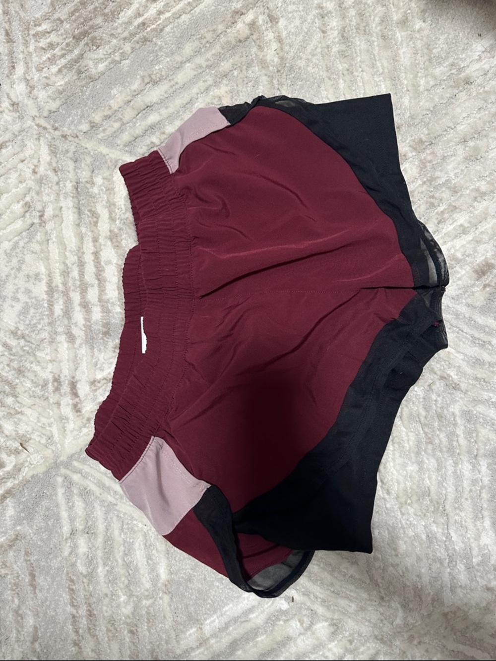 MPG Maroon and Black Athletic Shorts with Pink Accents